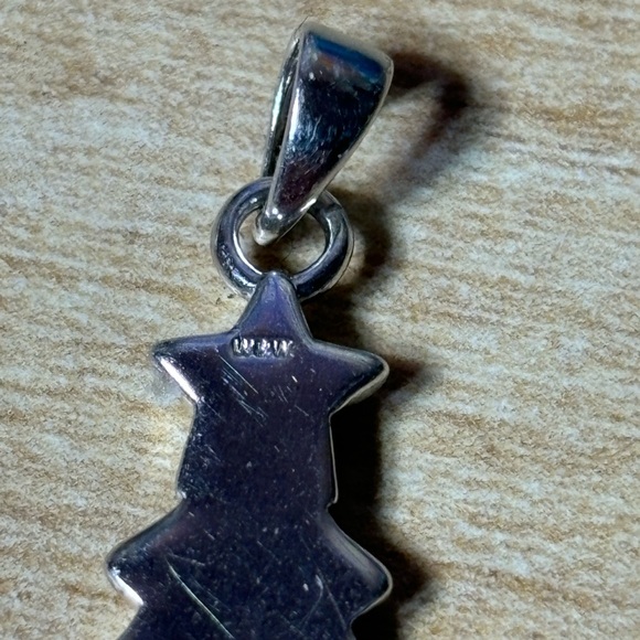 Sterling Silver Christmas Tree Pendant Stamped W&W - Picture 4 of 7